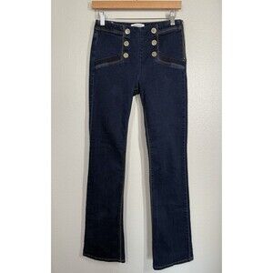 Morgan De Toi Dark Wash Gold Button Jeans Womens Size EU 38 (6) Designer Denim